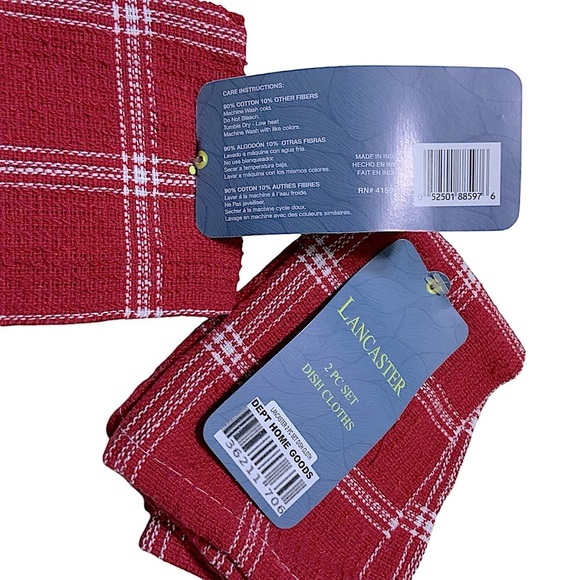 Holiday Soap Dispenser Barn  Farmhouse Plaid Dish Cloth Red White Gift Set 5 PC - Picture 7 of 16